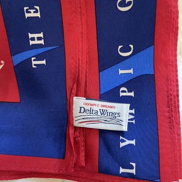 Delta Airlines Crew Flight Attendant Red Silk Scarf. 1996 Atlanta Olympics. - Picture 4 of 7